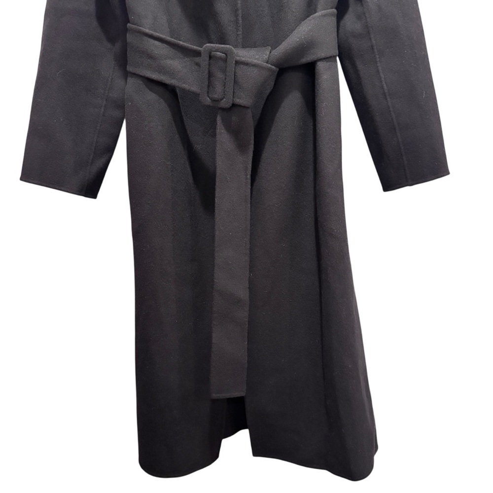 NWT Theory Long Wrap Belted Trench Coat Wool Cashmere Black Sz M - Picture 4 of 16